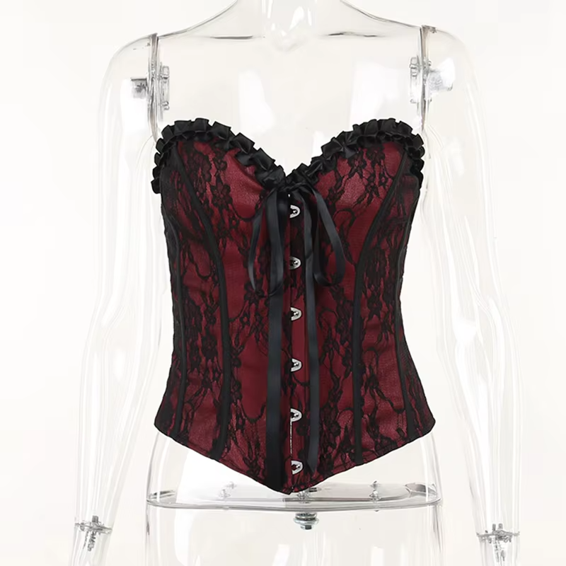 Dark Halloween Style Lace Tank Top Punk Navel Print Sexy Backless Streetwear Y2K Camisole
