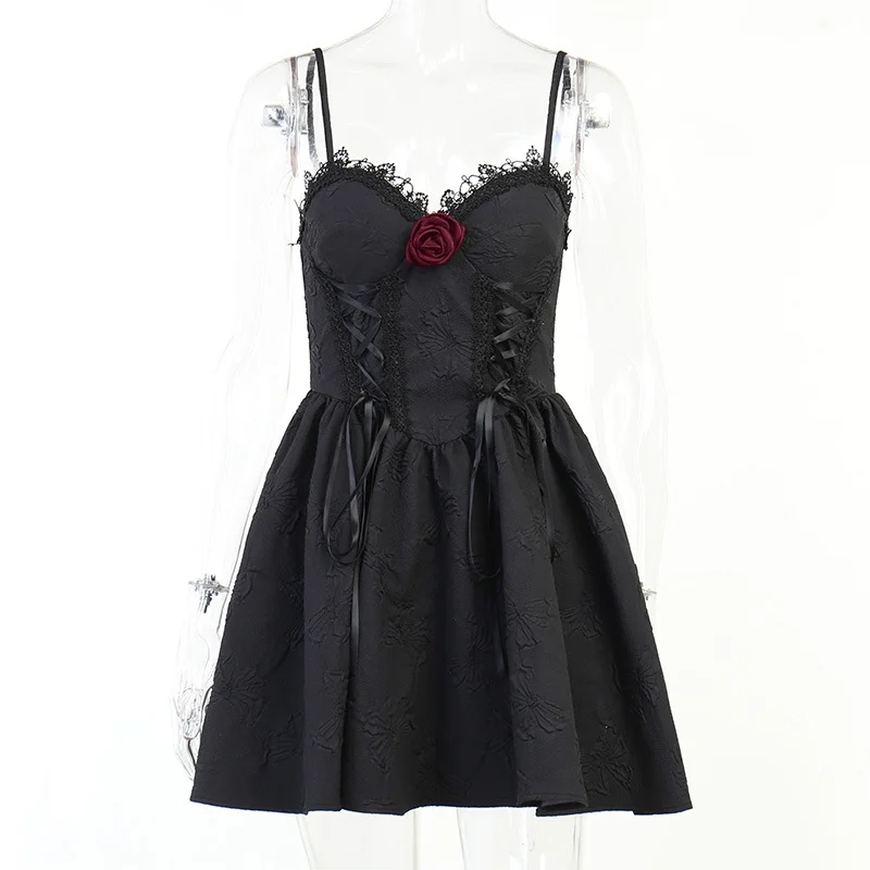 Design Sense Pleated New Dress Cross Hanging Neck Solid Color Fluffy Skirt For Women