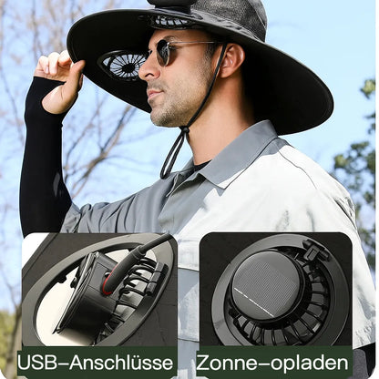 Breiter Outdoor-Sonnenhut mit Sonnenfächer