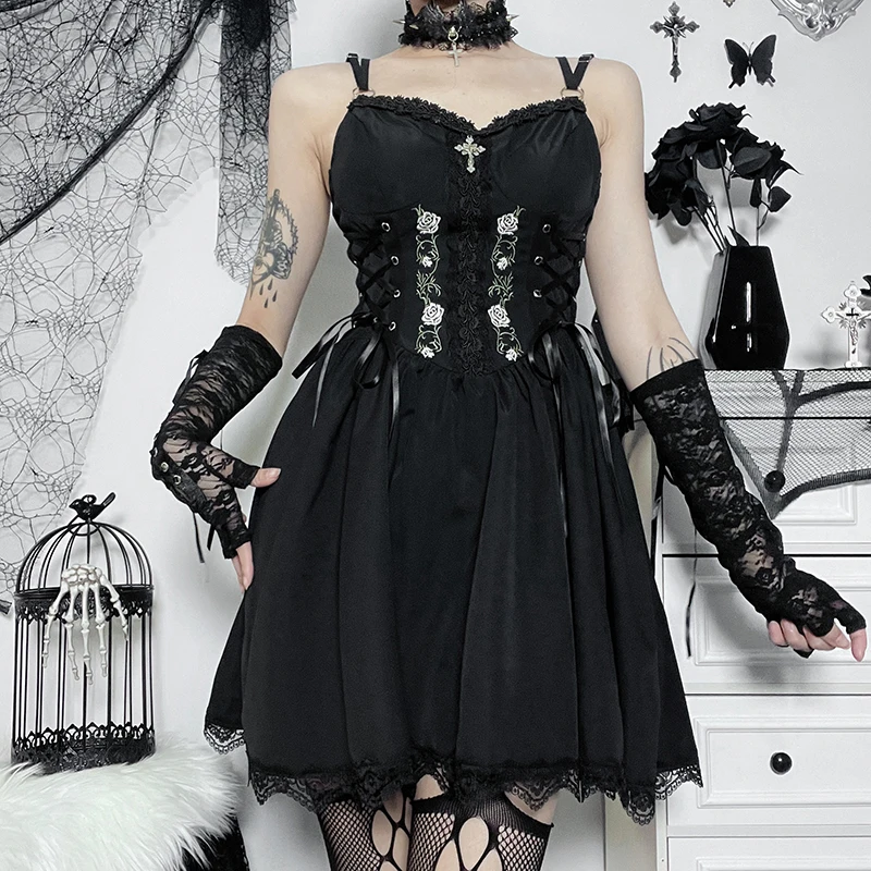 Design Sense Pleated New Dress Cross Hanging Neck Solid Color Fluffy Skirt For Women